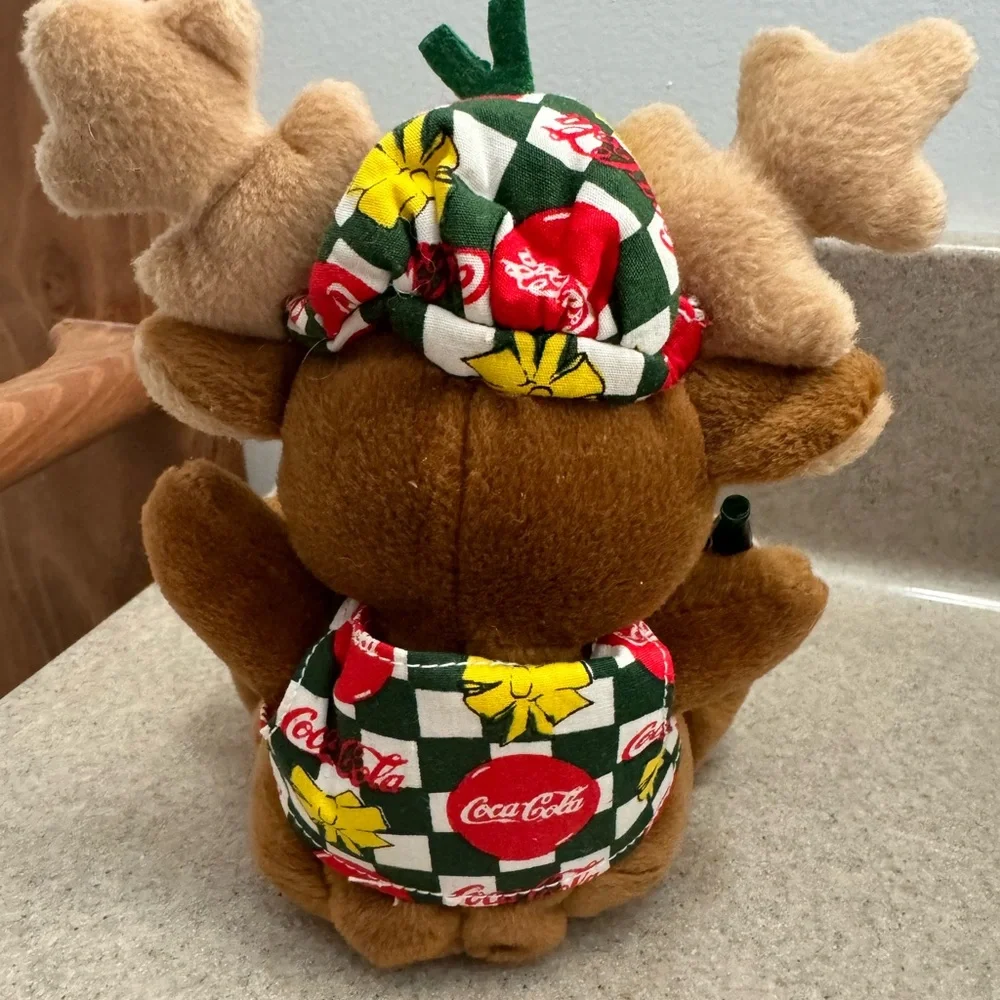 Vintage 1998 Coca Cola Plush Moose Collectible 5” Stuffed Animal Toy Coke Bottle - Picture 4 of 5